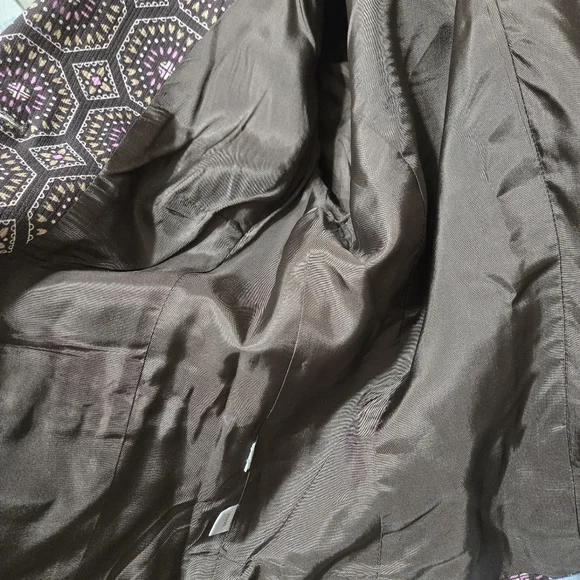 Ann Taylor Loft Brown Geometric 3/4 Sleeve Blazer - Picture 4 of 5